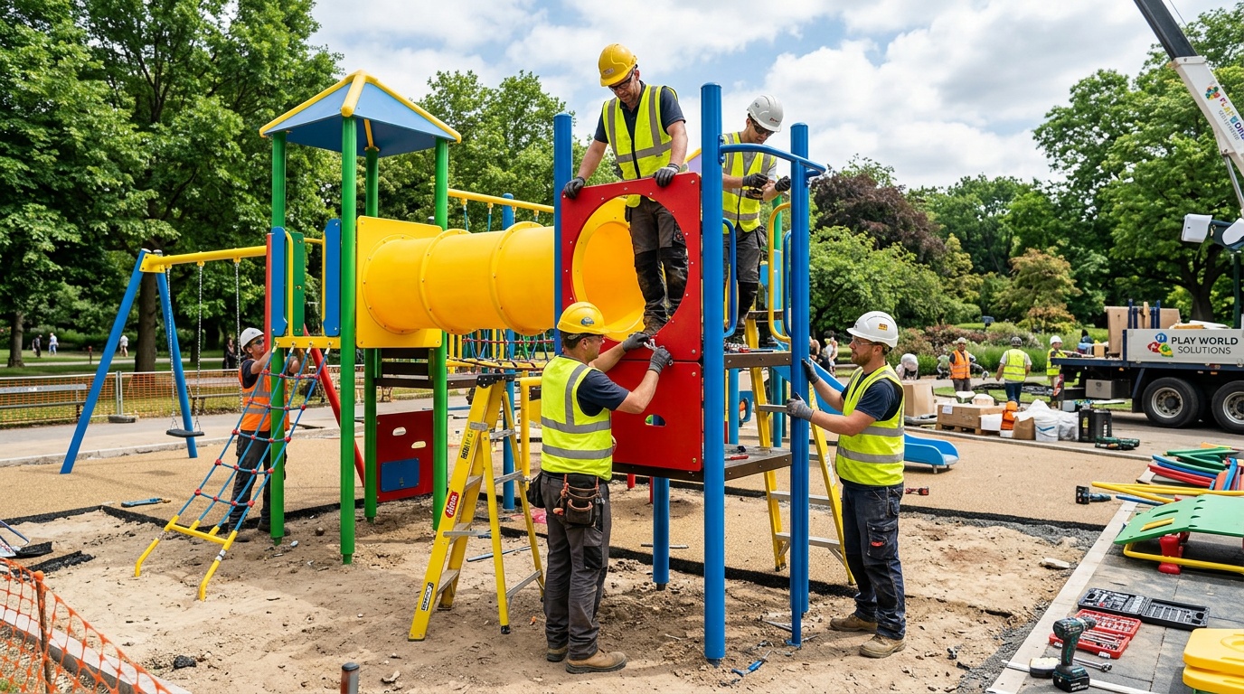 Professional installation team at work