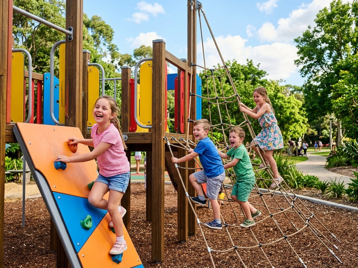 Children enjoying the playground equipment