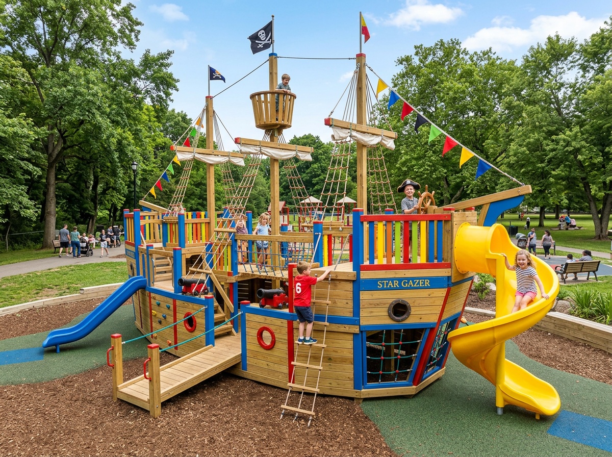 Themed pirate ship playground