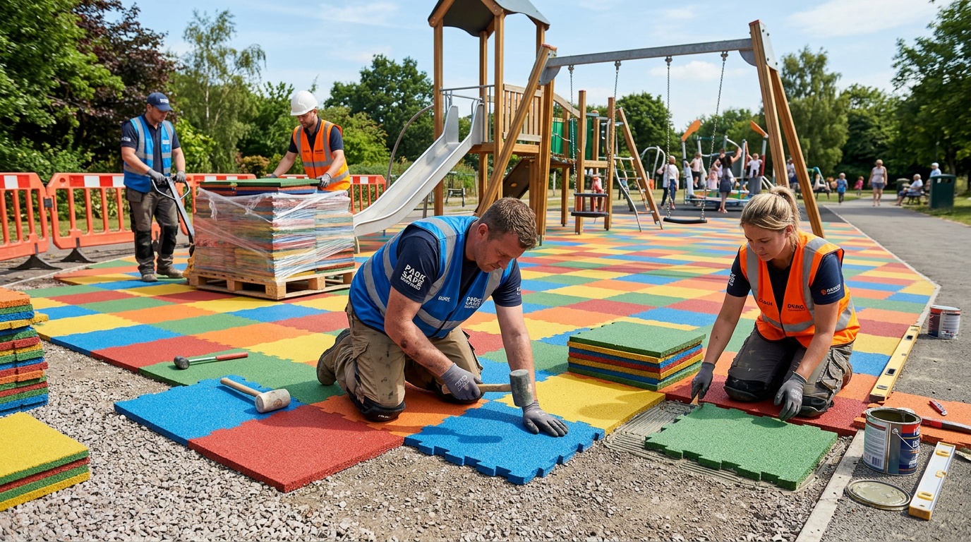 Safety rubber flooring installation